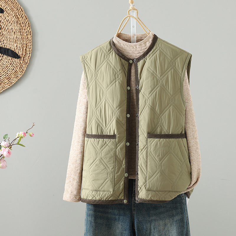 The real shot is the new literary and loose casual big vest women's cotton-padded sleeveless jacket in the winter of 2025.