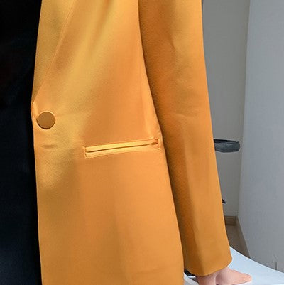 Haute couture gilt Japanese imported acetic acid satin suit celebrity temperament capable temperament powerful swing collar