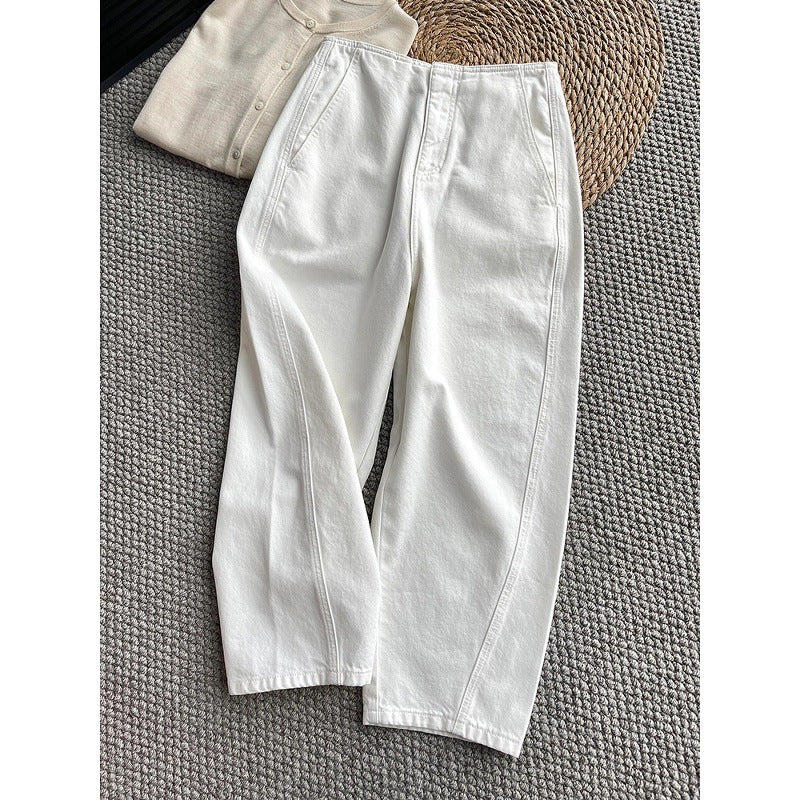 Treasure pants, huge and thin! Imported sickle jeans women's early autumn cocoon-shaped high-waisted and thin nine-point pants