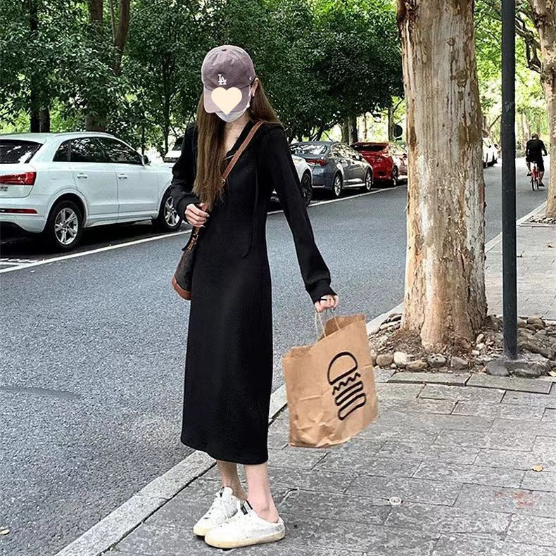 French temperament sweater dress, early autumn 2026 new women's long dress with coat and bottom dress