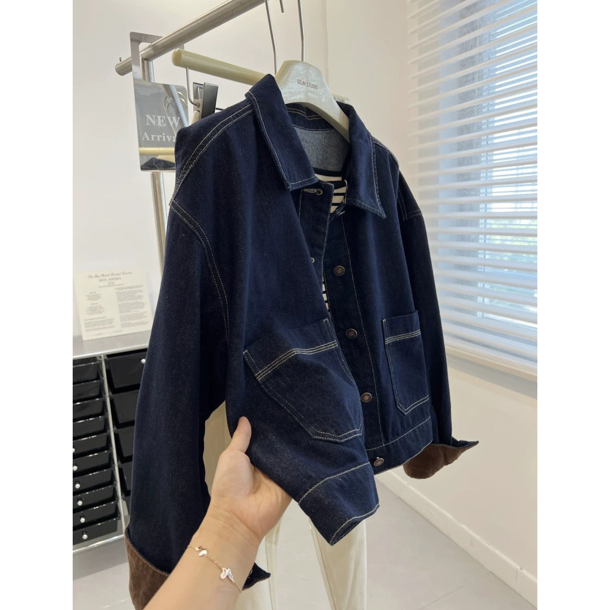 CHAO grade no D recommendation! Loose lazy jacket Korean version bf style retro dark blue denim jacket women's autumn