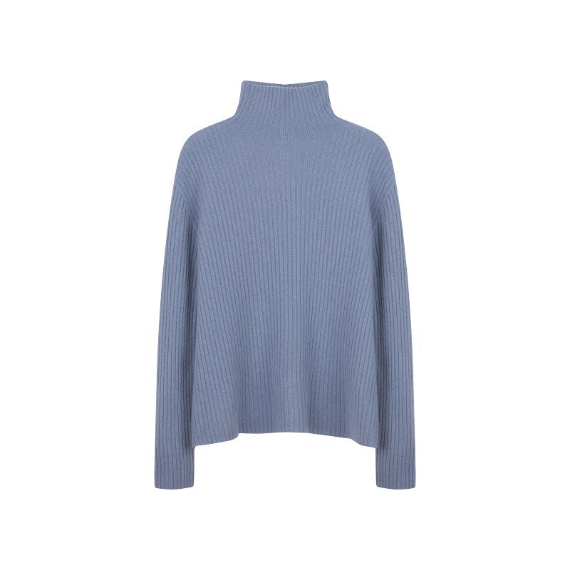 Solighter all-wool turtleneck vertical pit strip bottoming sweater women's autumn and winter 2025 new inner knitted top