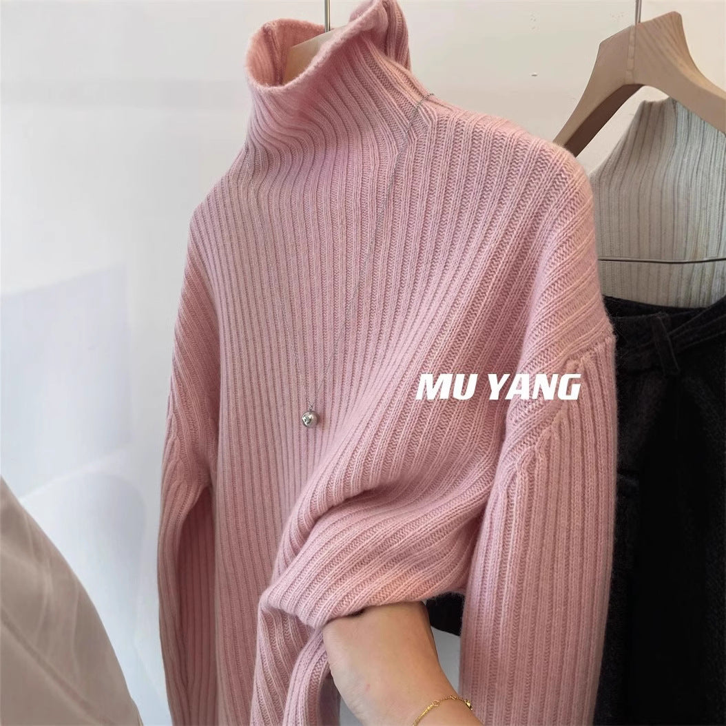 MUYANGA all-wool C-position turtleneck sweater! Thickened pit strips look thin and loose in winter, with a bottomed shirt for women