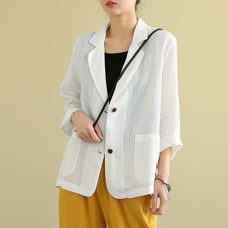 Real shot 2025 spring new literary loose solid color lapel long-sleeved blazer women's outer top 6003