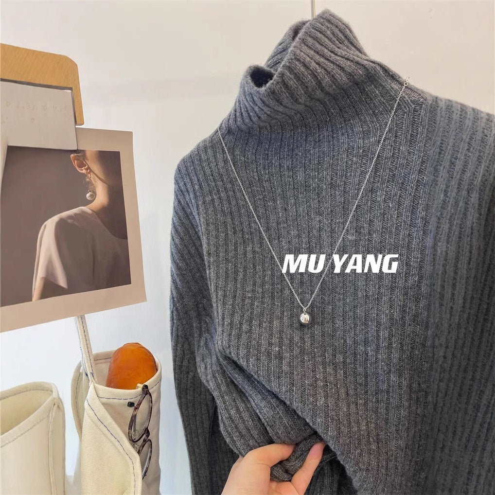 MUYANGA all-wool C-position turtleneck sweater! Thickened pit strips look thin and loose in winter, with a bottomed shirt for women