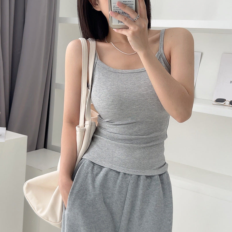 300g high elastic fine thread sling small vest women's summer inner wear pure cotton outer wear versatile top foreign trade cross-border explosion