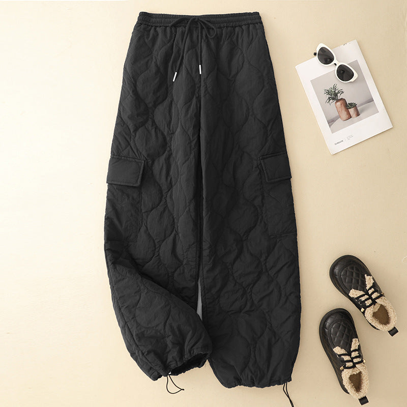 Real shot 2025 winter new retro outdoor cotton pants women's thickened thermal tooling casual pants children