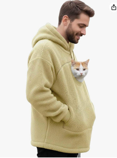 2025 new European and American fleece people pet one men and women the same hipster hooded loose casual warm sweater