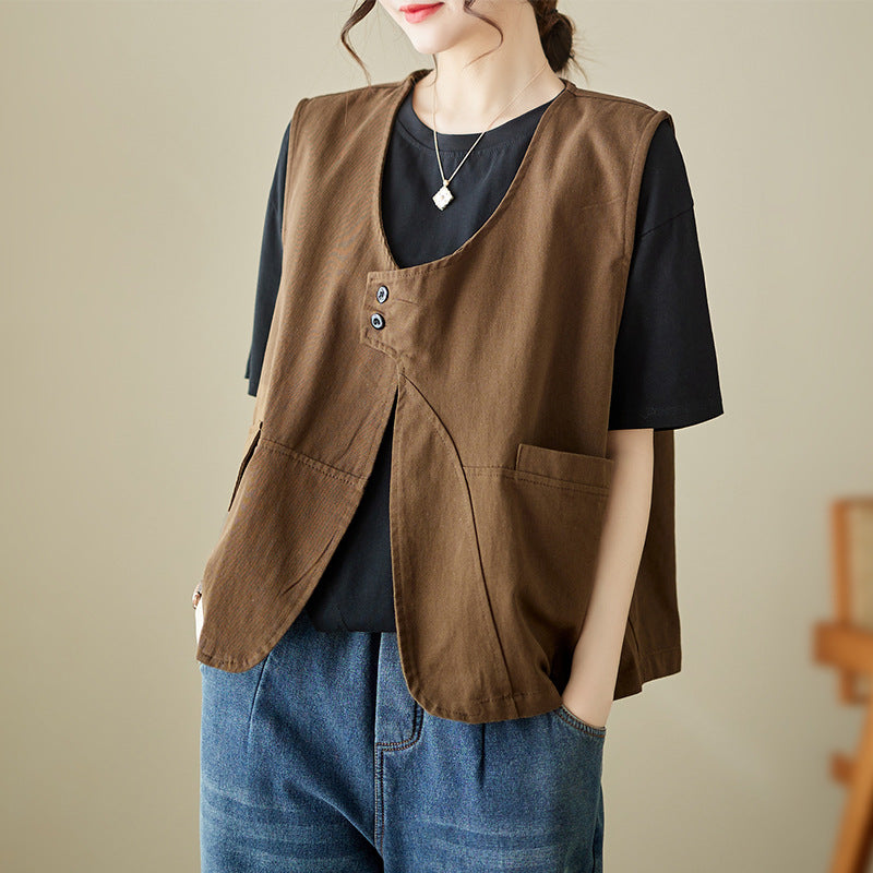The real shot will be in the autumn of 2025. The new Japanese stacked casual vest for women with casual tooling vest 9321.