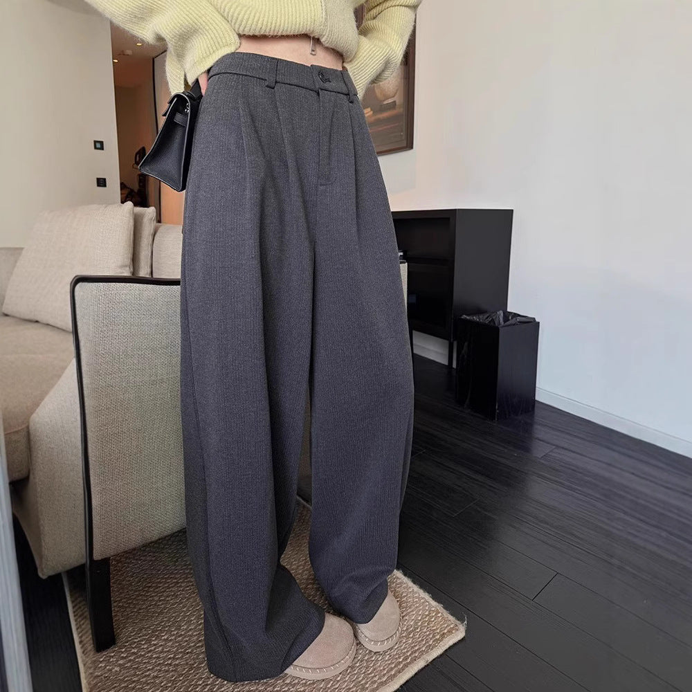 Cheongdam-dong Oni herringbone pattern velvet flanged two wear random adjustment thickened woolen pants women