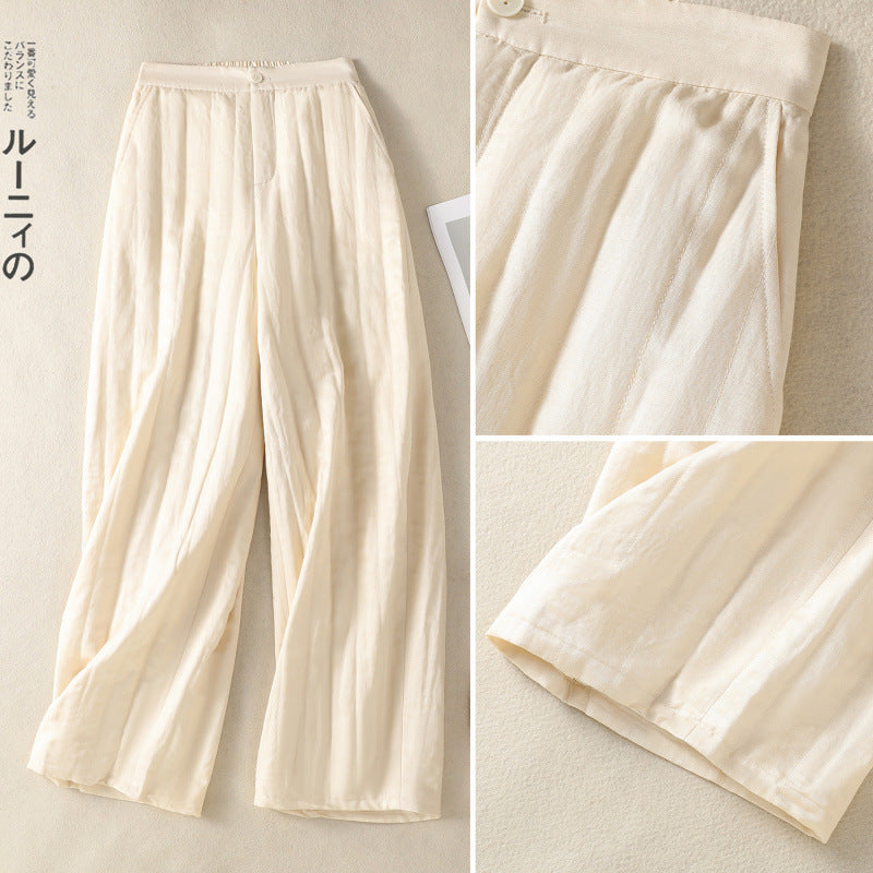 Real shot cotton pants women's winter 2025 new outer wear thickened warm high waist loose wide leg pants