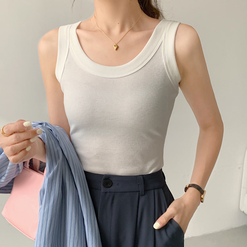 2026 summer new excellent cotton sports sling vest women's outer wear slim fit large size versatile bottom top sleeveless