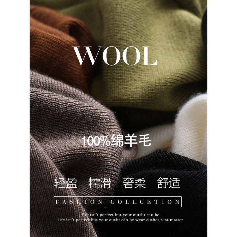 Pole end king fried 100% wool Yangtze yarn seamlessly integrated! Autumn and winter slim base knitted turtleneck wool sweater