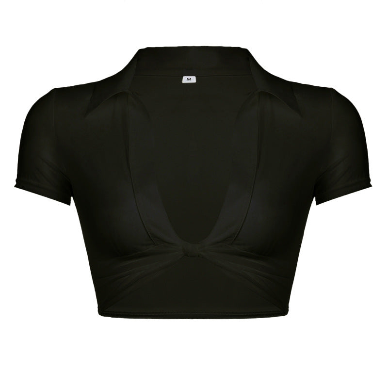 Hegel sexy thin spring perspective split design T-shirt Spice Girl short outer mesh sunscreen blouse