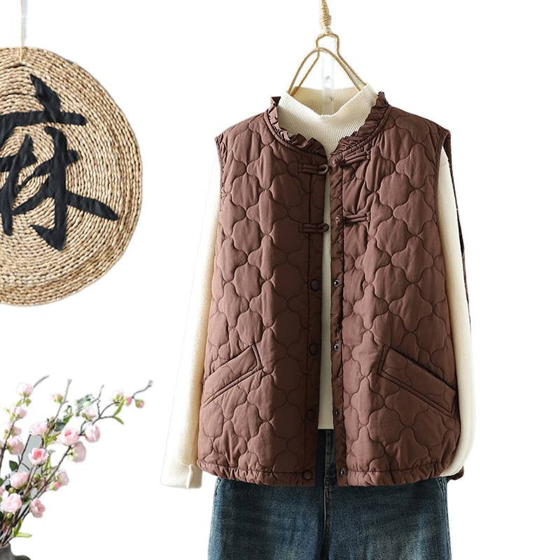 Real shot 2025 new autumn and winter Korean version loose large size retro buckle thickened casual vest women's model