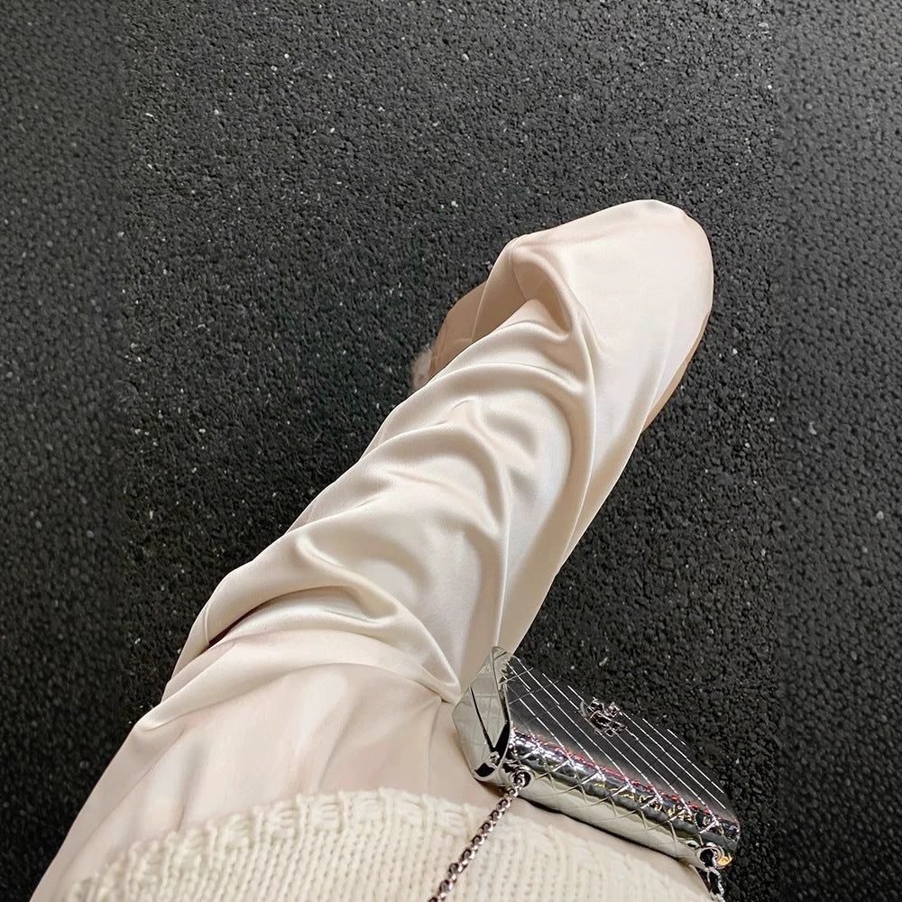 Drop Satin Triacetic Acid Wide Leg Pants Women's Suit Pants Mopping Casual Pants Straight Pants Extended Air God Pants