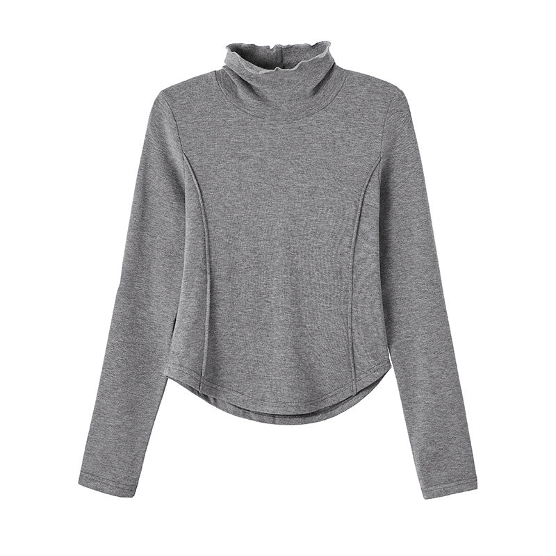 #Ingenuity screening product #Polished turtleneck bottoming shirt women's design sense line Spice girl long-sleeved T-shirt autumn and winter inner top