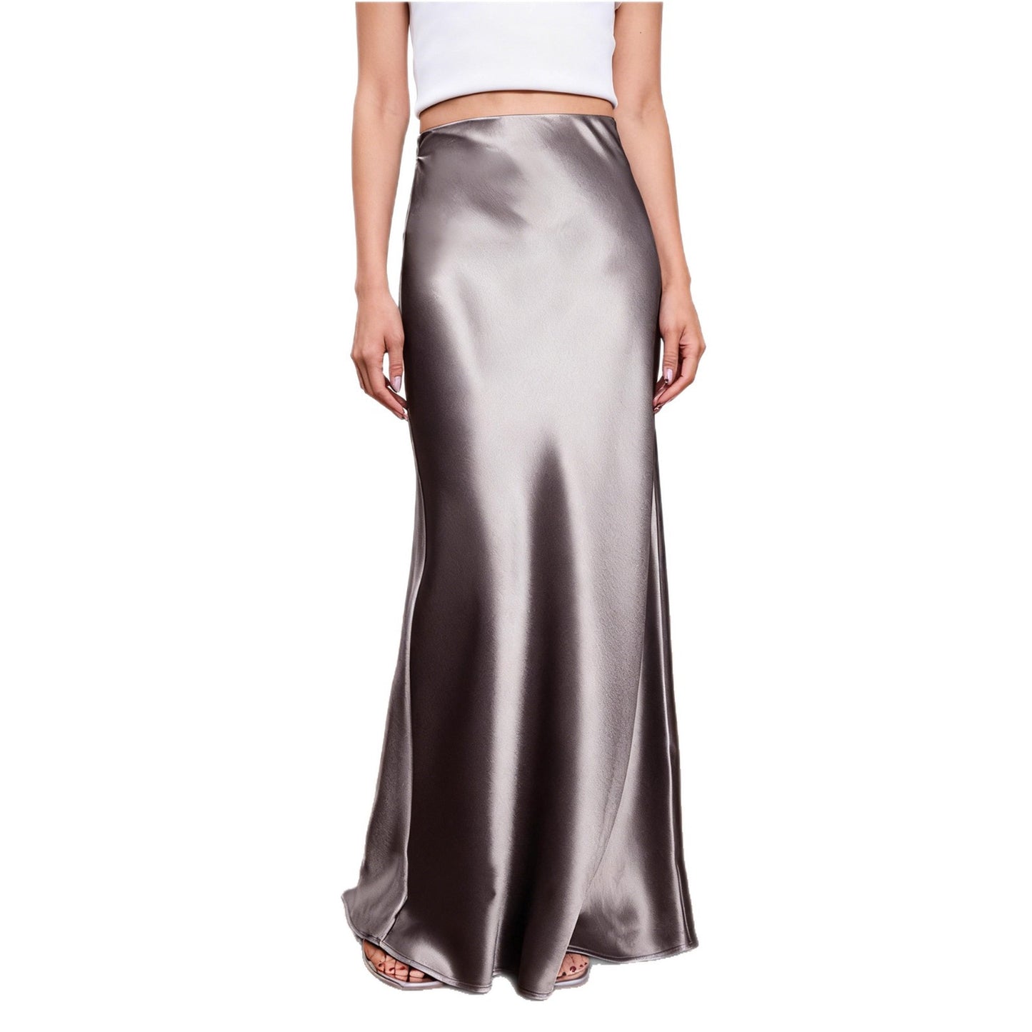 Haute couture imported acetic acid satin Muse skirt super long mopping elastic waist pendant stylish tall man