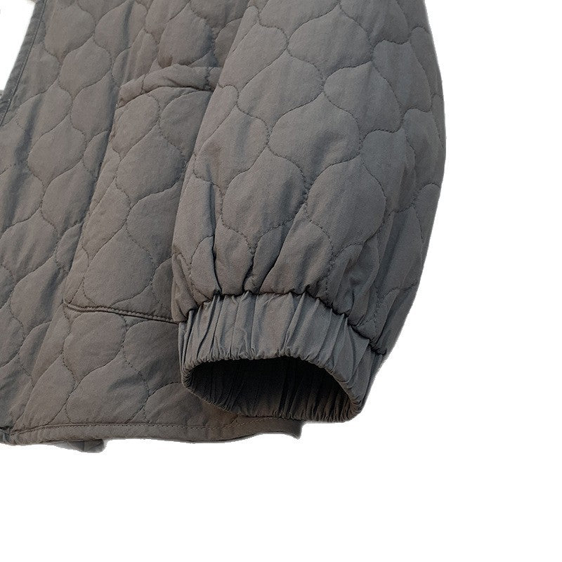 Literary and retro gourd grid fluffy coat for women in the autumn and winter of 2025, loose cotton-padded Mori sweet solid-color cotton clothes