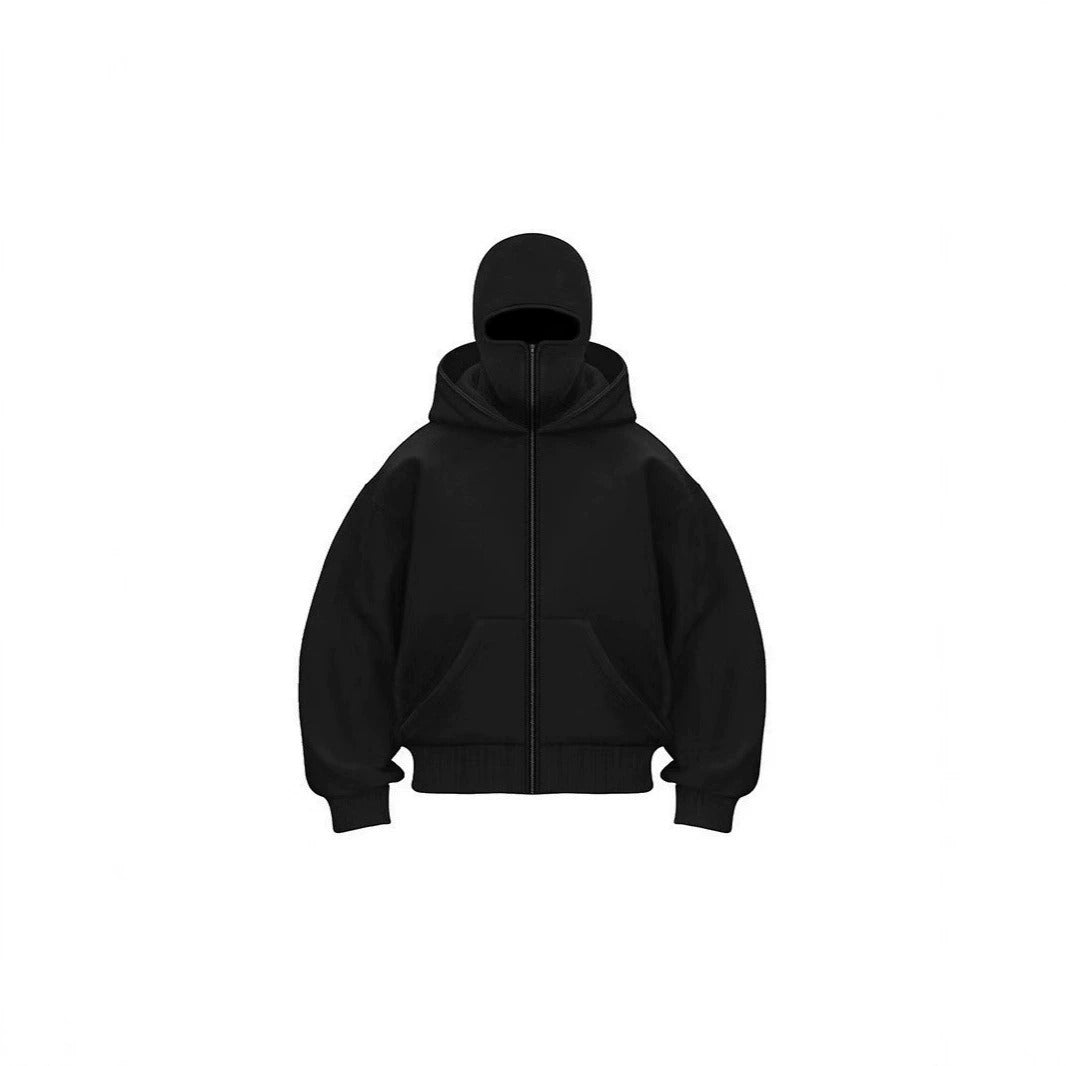 Cross-border spring and autumn new unique design double-layer hooded zipper sweater jacket loose street men and women couples