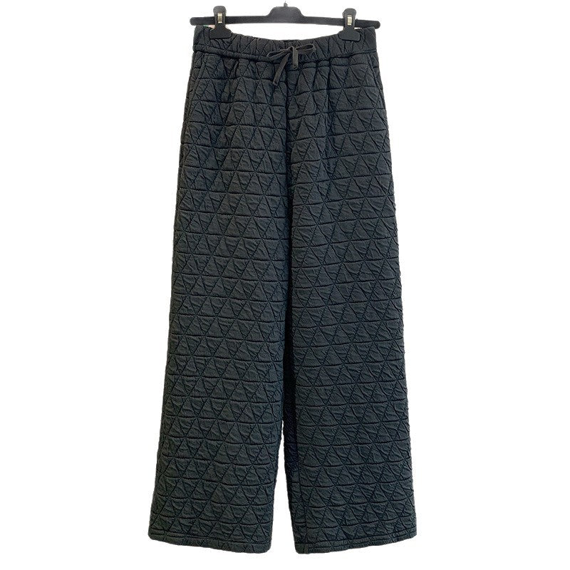 Rhombus drape cotton pants women's winter 2025 new casual warm loose large size wide leg pants