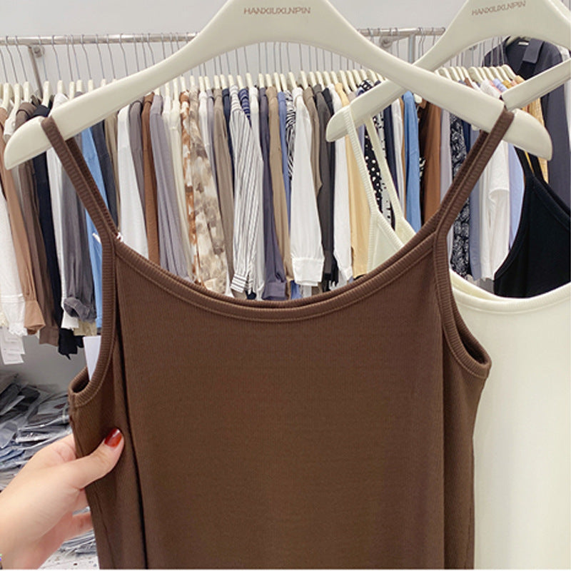 300g high elastic fine threaded cotton 2026 women's summer long suspender skirt with loose and thin versatile lining vest long skirt