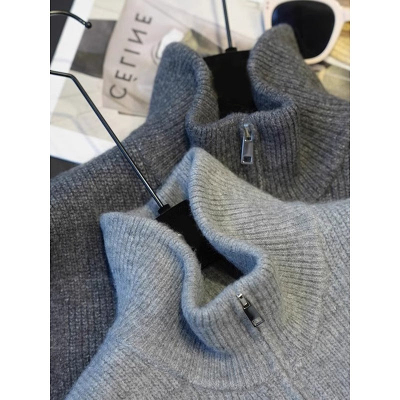 European high-end sense niche double zipper knitted vest autumn new simple casual stacking vest