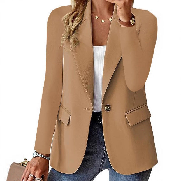 2025 Amazon WISH explosion, autumn long-sleeved solid color cardigan small blazer women