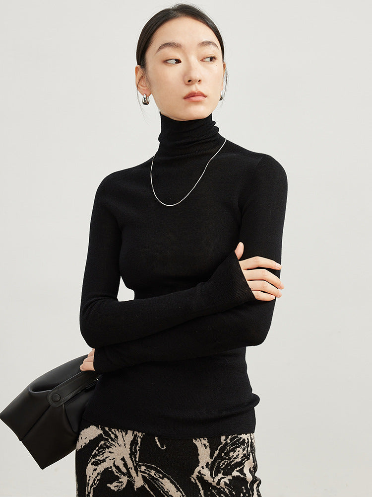 Germany Yangtze yarn island essence 18-needle seamless 100 wool sweater 25 autumn and winter knitted turtleneck bottoming shirt women