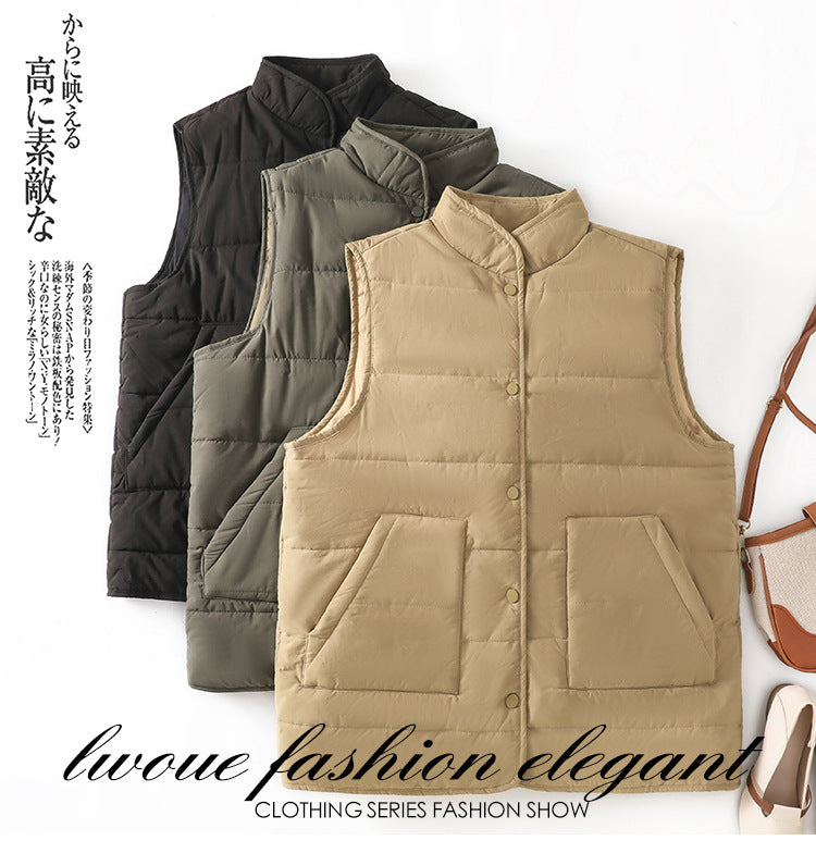 Real shot 2025 autumn and winter new cotton vest women's short vest large size loose outer vest