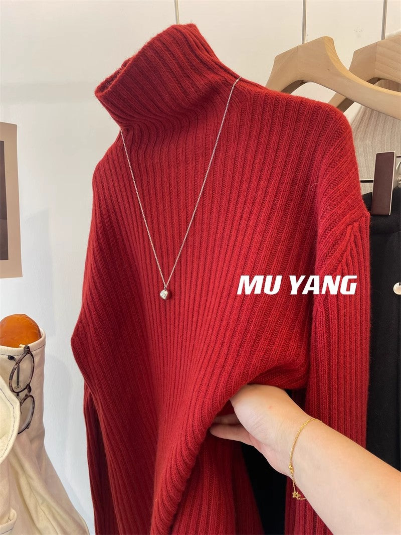 MUYANGA all-wool C-position turtleneck sweater! Thickened pit strips look thin and loose in winter, with a bottomed shirt for women
